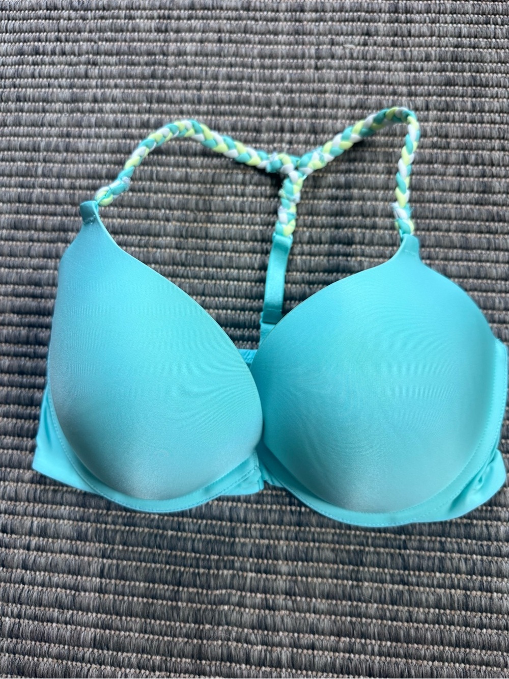 Victoria's Secret Teal Push-up Racerback Bra with Braided Straps